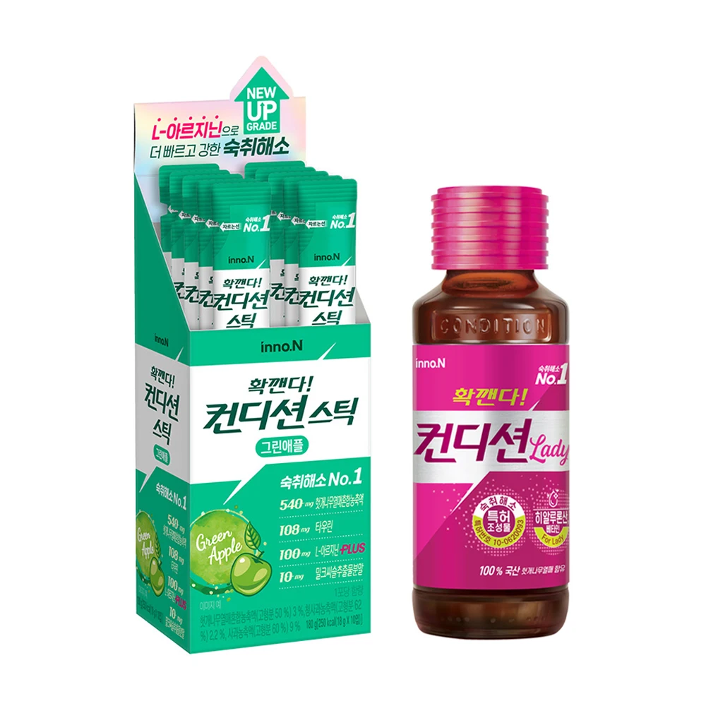 The condition Lady 100ml x 10 bottles + condition stick Green Apple x 10 PO/hangover drink hangover