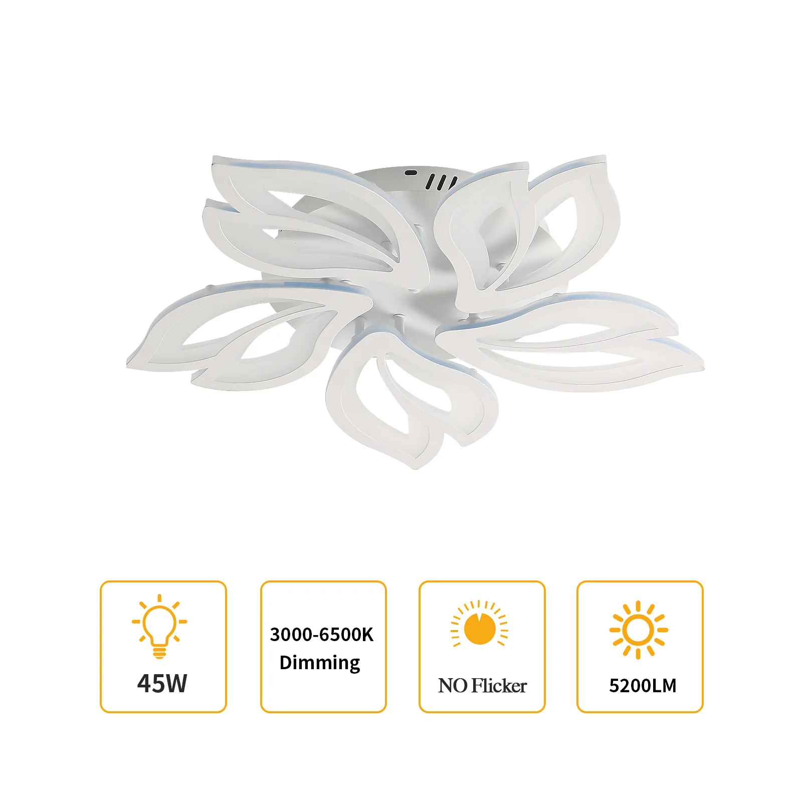 Nowoczesna lampa sufitowa LED w kształcie płatków kwiatów, sterowana pilotem, z płynną regulacją jasności 3000K-6500K, akrylowy kreatywny żyrandol do salonu, sypialni i wystroju wnętrz. — 2