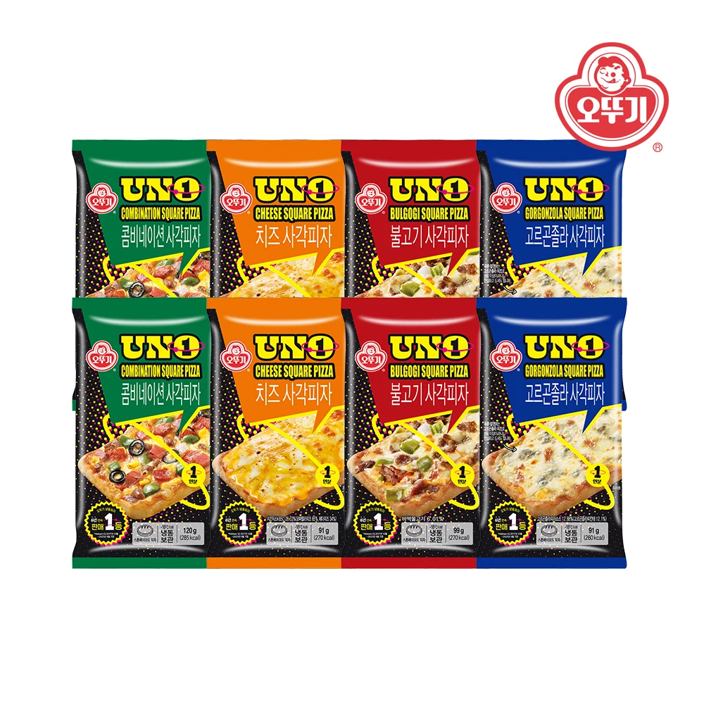 [Ottogi] UNO square pizza 4 kinds 8 mixed composition (combination 120g * 2/cheese 91g * 2/Bulgo 99*2/Gorgon Zola 91g * 2)