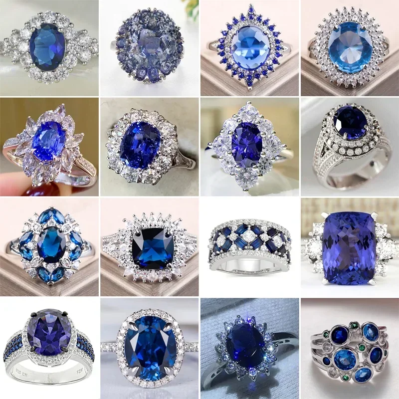 Elegante und luxuriöse dunkelblaue Zirkonia Ringe für Frauen stilvolle und klassische