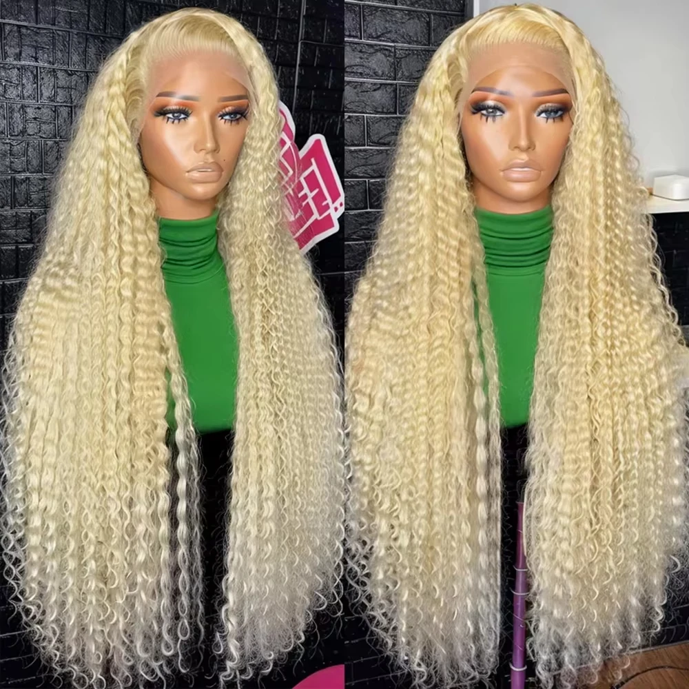 

250 Density 613 Honey Blonde 13x6 Lace Front Human Hair Wigs Brazilian Deep Wave 40 Inch 13x4 Curly Lace Frontal Wig For Women