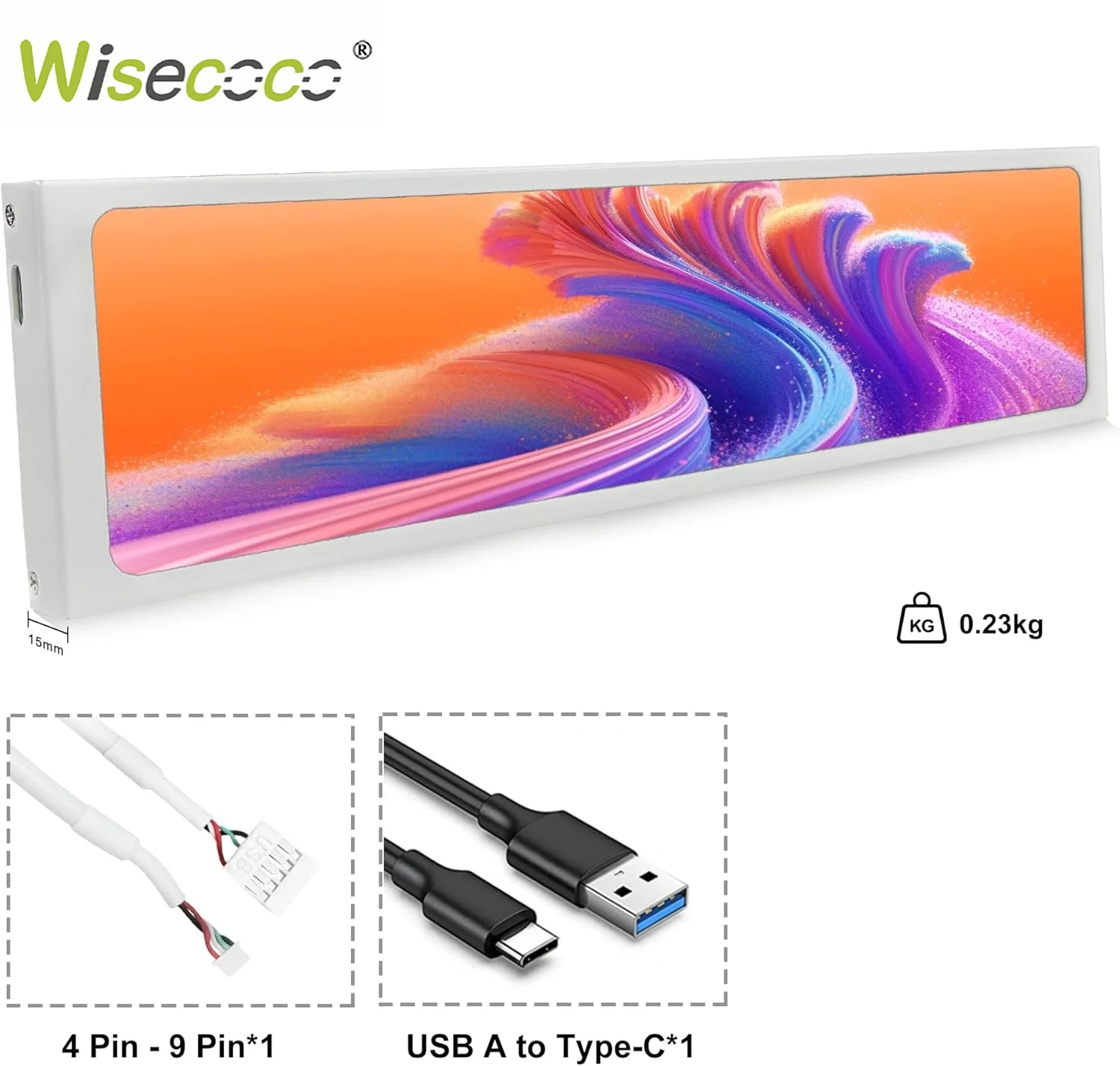 

Wisecoco 11,3-дюймовый портативный монитор 440×1920 IPS с растянутой планкой для Aida64 GPU CPU Температура только для Windows 10/11