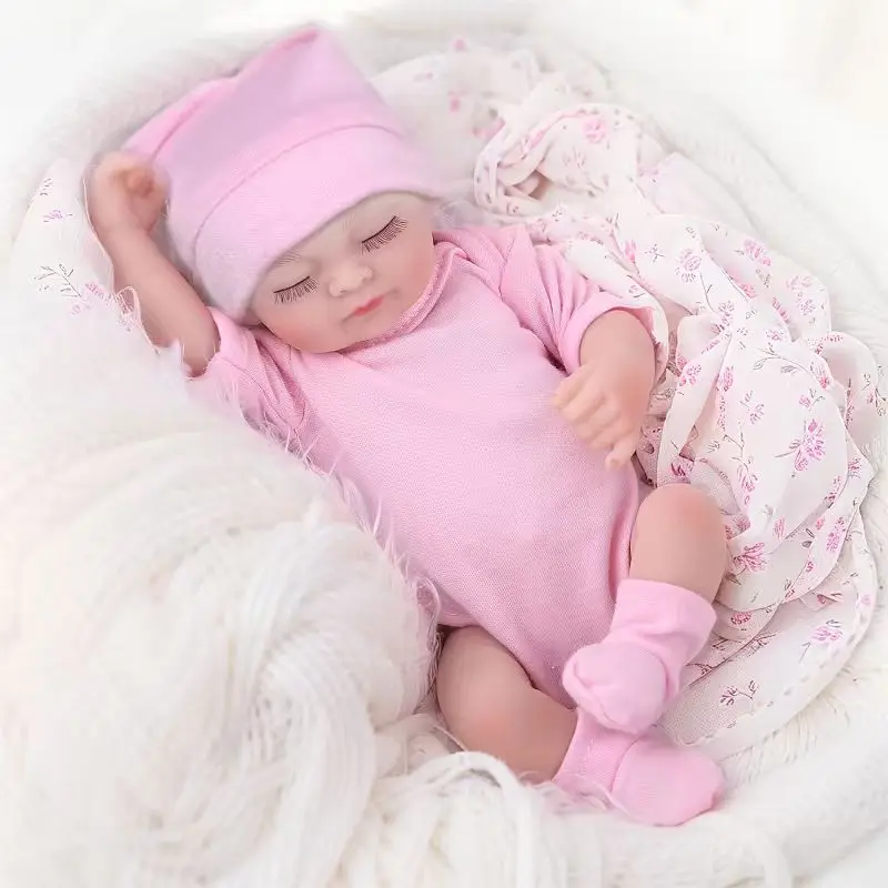10inch Realistic Reborn Baby Dolls Silicone Full Body Boy , Real Life Baby Dolls Sleeping Soft Body Newborn Baby Dolls