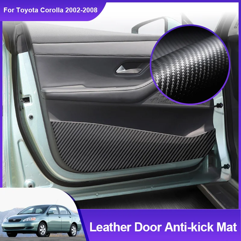 

for Toyota Corolla Allex E120 2002~2008 4 Pcs Carbon fiber Car Door Anti-Kick Mat Pad Anti Dirty Protective Stickers Accessories