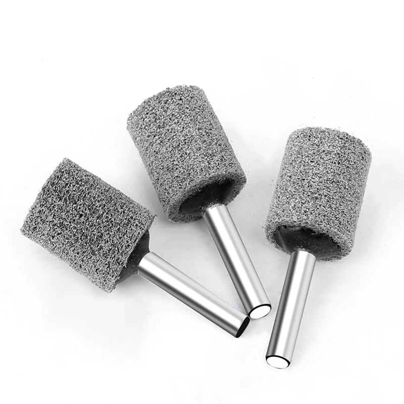 6mm Shank 20 25 30 40mm Grey Nylon Fiber Polishing Wheel Grinding Head Buffing Wheel Mounted Point Grinder Rotary Tools