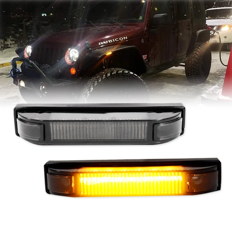 

2pcs Car Fender Flare Side Marker Lamps For Jeep Wrangler TJ JK and JL Bushwacker Flat Style Fender Flares Turn Signal Lights