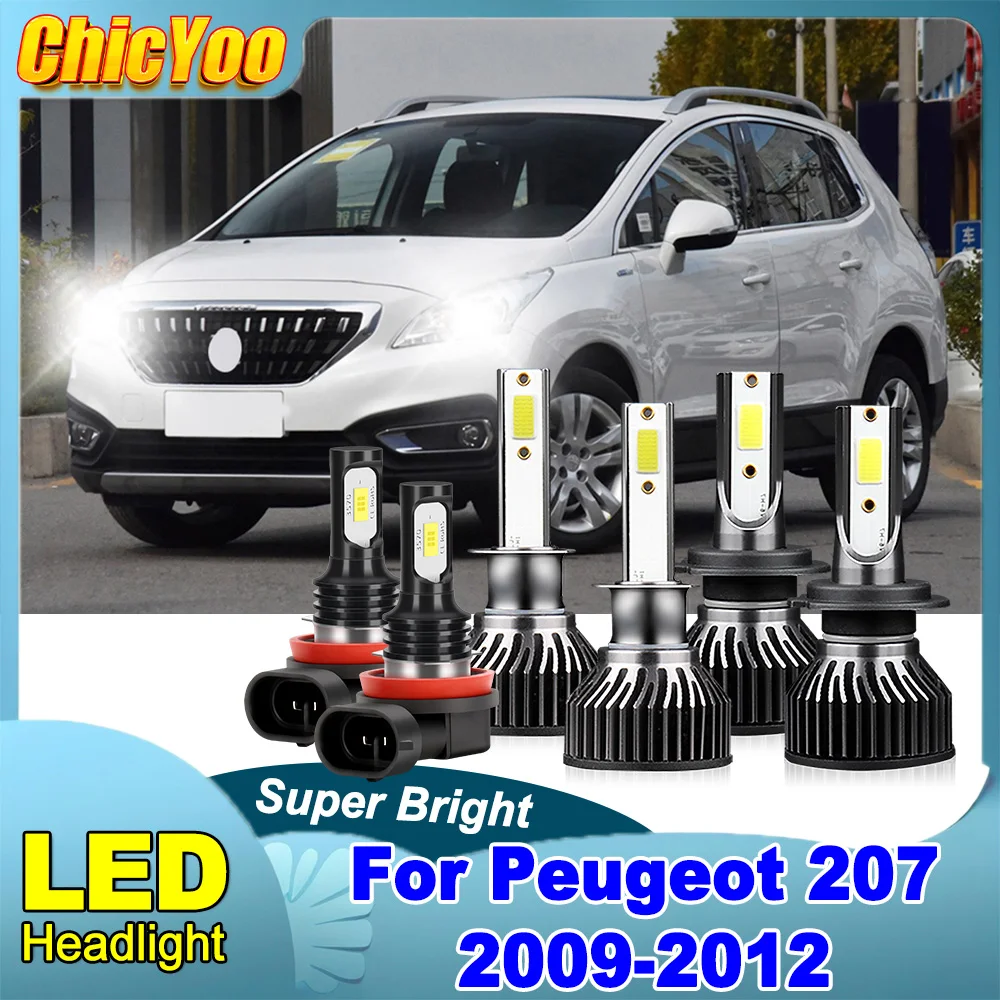 

Светодиодные фары H7/H1 с ближним и дальним светом, 40000 лм, 6000K, супербелые, Plug and Play, 12В/24В, для Peugeot 207 2009-2012