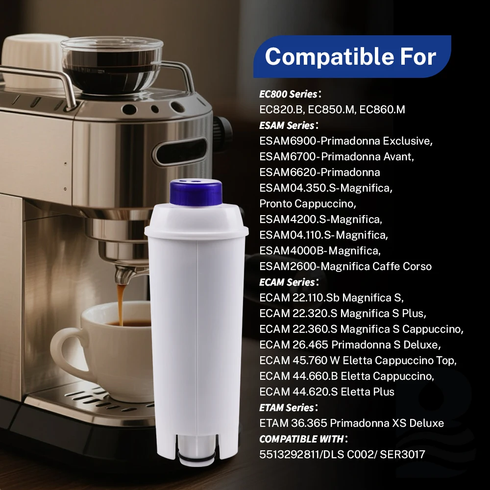 Coffee Machine Filters Replacement for DeLonghi Filter DLSC002 Water Filter Cartridges Compatible with ECAM ESAM ETAM BCO 3 Pack