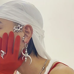 Y2K Silver Color Gothic Geometric Irregular Blade Dangle Earrings for Men Women Unisex Drop Earrings Grunge Aesthetic Jewelry