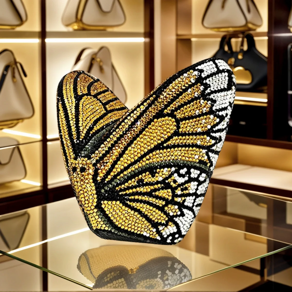 

Luxury Women 3D Butterfly Rhinestone Evening Bag Dazzling Crystal Party Clutch Diamonds Wedding Purse Handbag for Prom Cocktail