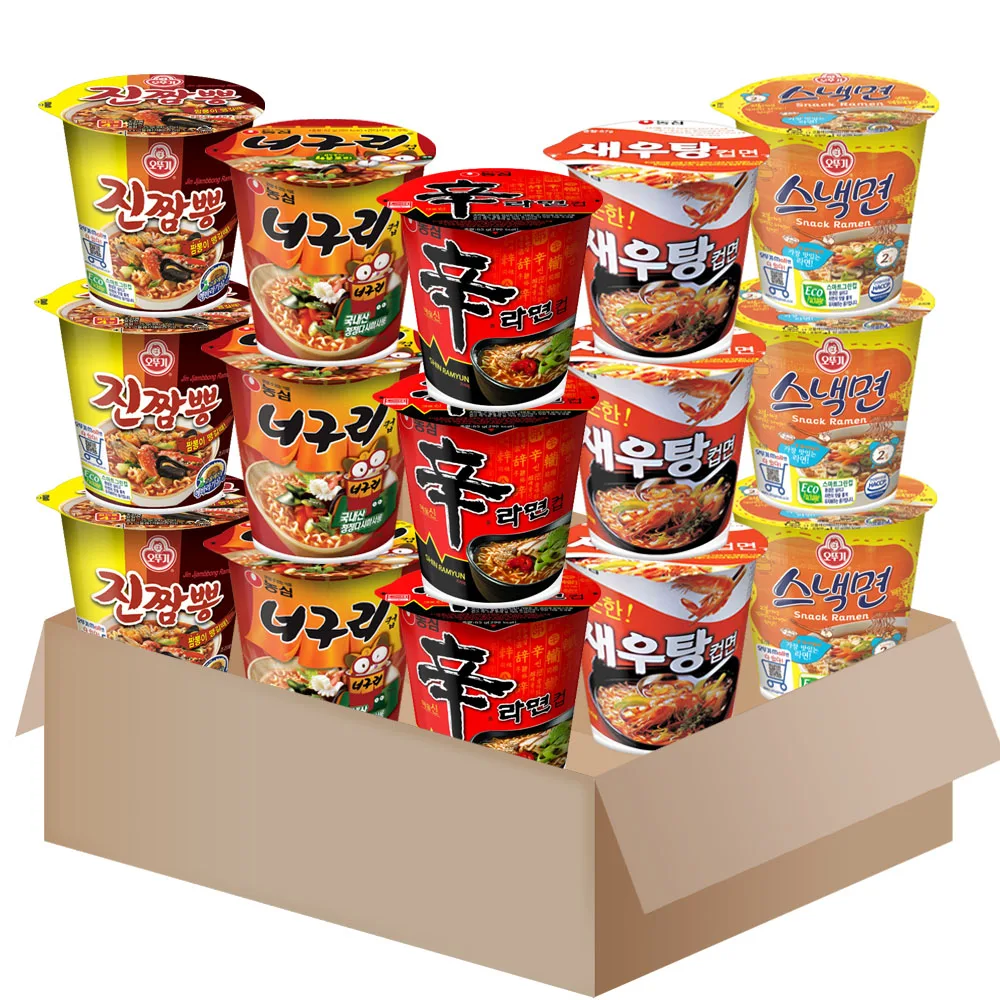 [AL0048]Cup ramen variety 15 of 5-types pack{shinramen x3+Neoguri spicy x3+shirimp x3+jin-jjambbong x3+snackmen x3}small noodle cup