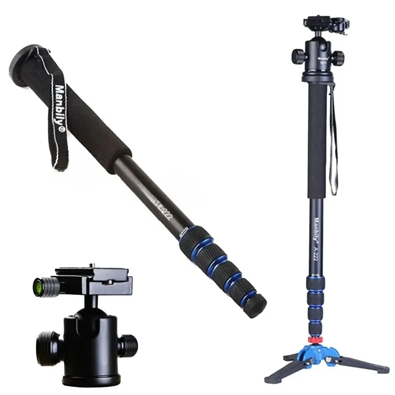 Manbily A-222 Przenośny Profesjonalny Monopod DSLR Kij do Chodzenia z Podstawką Mini Statywu M-1 i Głowicą Kulową Statywu do DSLR — zdjęcie 2