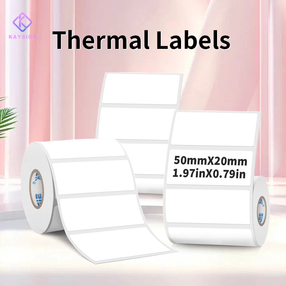 

KAYSION 50x20mm White Thermal Label Sticker Blank Self-Adhesive Label Paper Aide-memoire Handmade Tag Suit for Phomemo Printer