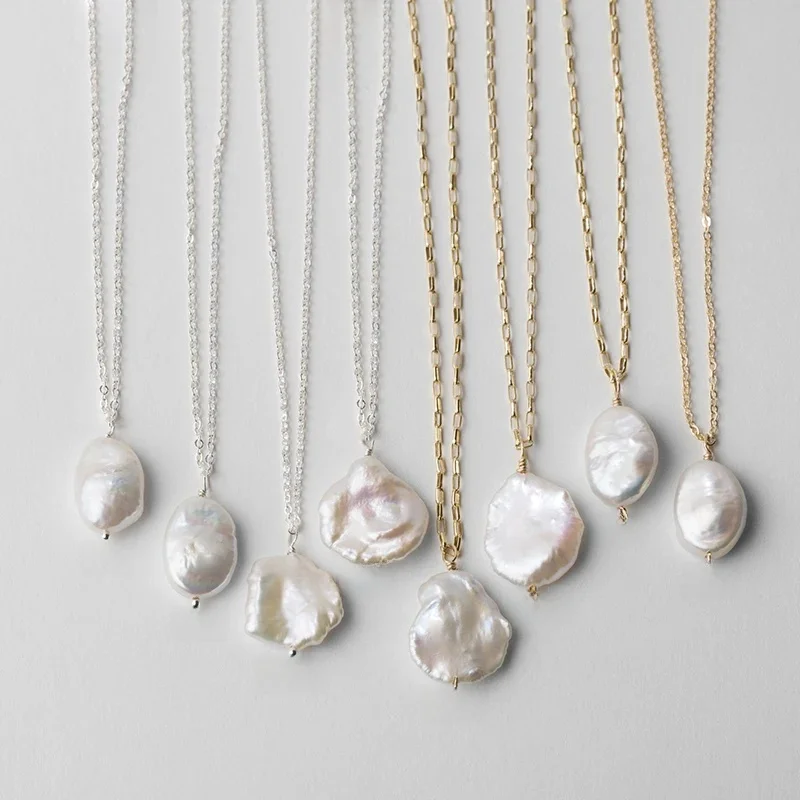 925 srebro/14K złoto wypełnione naturalny barokowy naszyjnik z pereł ręcznie robiona biżuteria Choker wisiorki Femme Kolye Collares naszyjnik Boho — zdjęcie 2