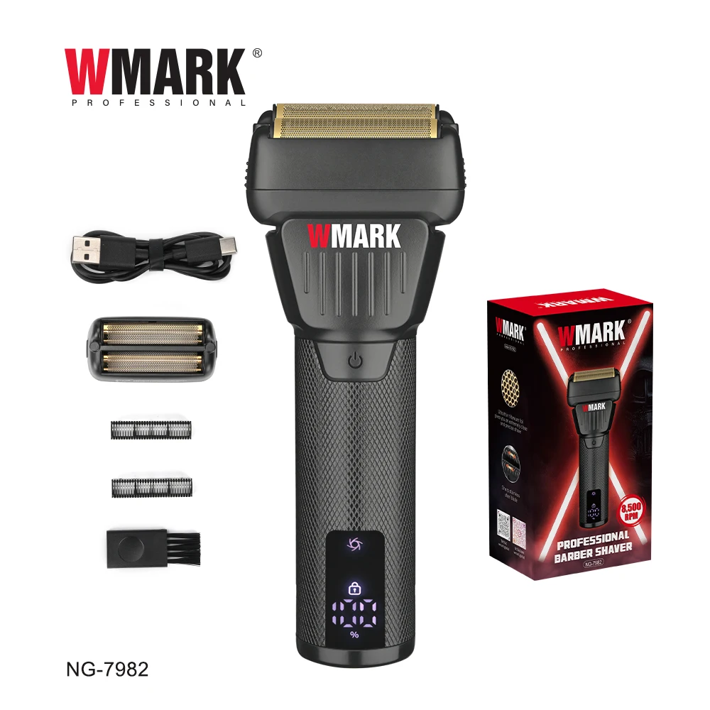 

WMARK NG-7982 Парикмахерская бритва Электробритва для бороды USB Электробритва для масляной головки Бритвенный станок Push White