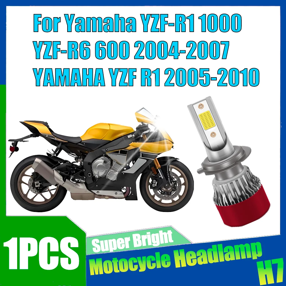 

1X H7 светодиодная фара 6000K белая мотоциклетная фара 20000LM для Yamaha YZF-R1 1000 YZF-R6 600 2004-2007 YAMAHA YZF R1 2005-2010