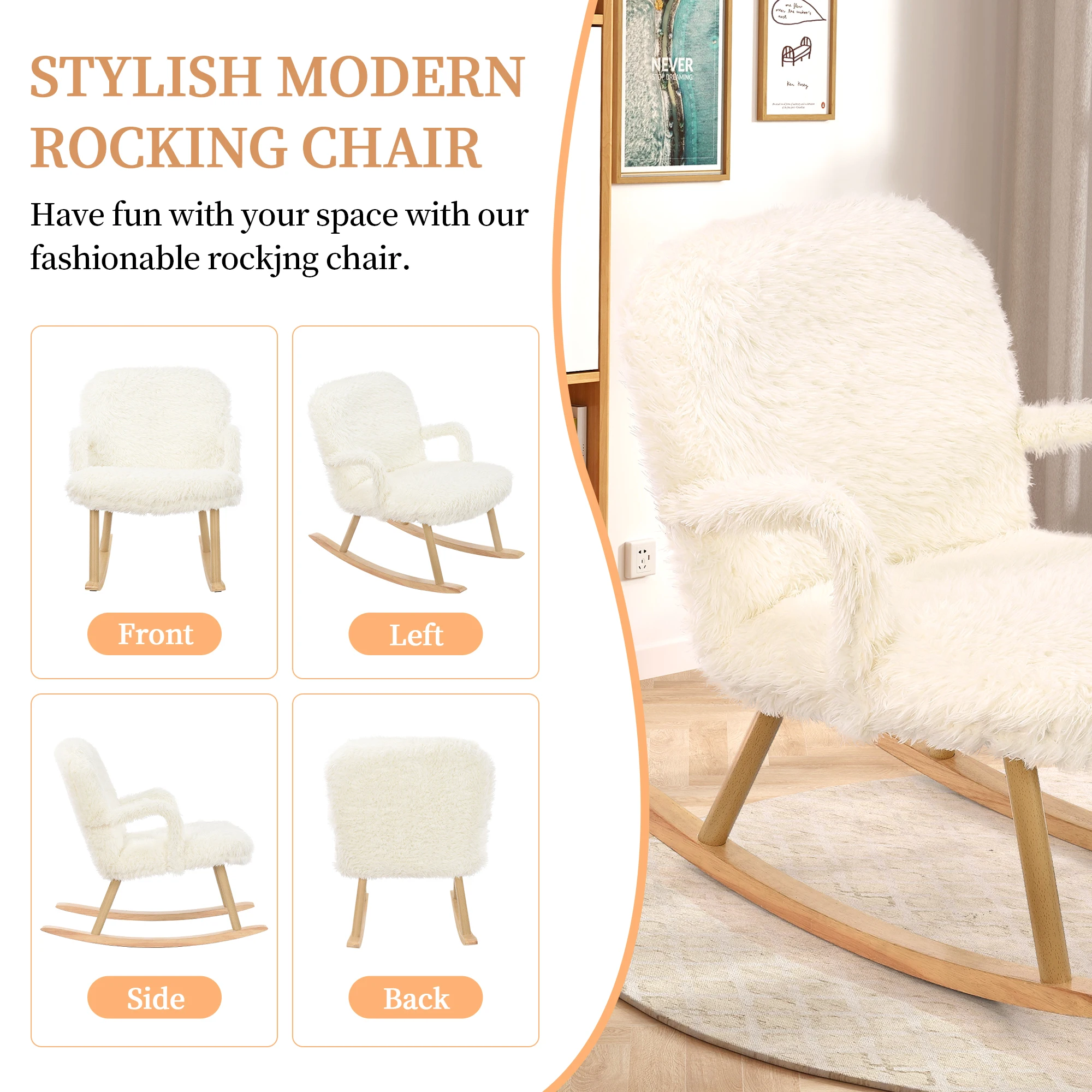 Cashmere chair, leisure armchair with cushion, with footstool, solid wood legs, suitable for living room, bedroom