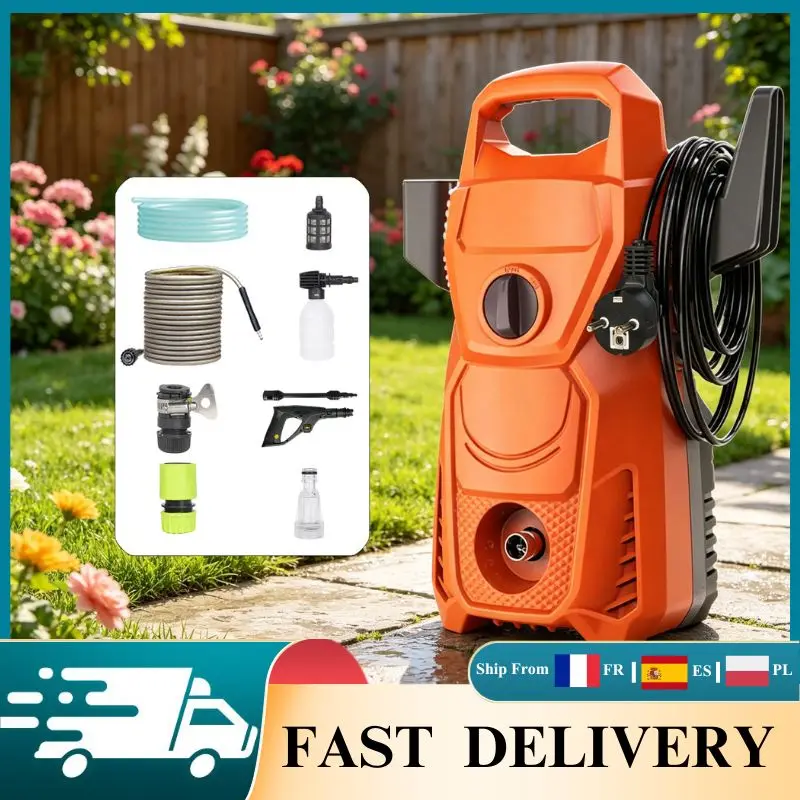 Hidrolavadora Eléctrica de 1500W y 135 Bares con Boquilla Ajustable, Ligera, para Limpieza de Autos, Hogar, Jardín, Patio y Entrada de Vehículos