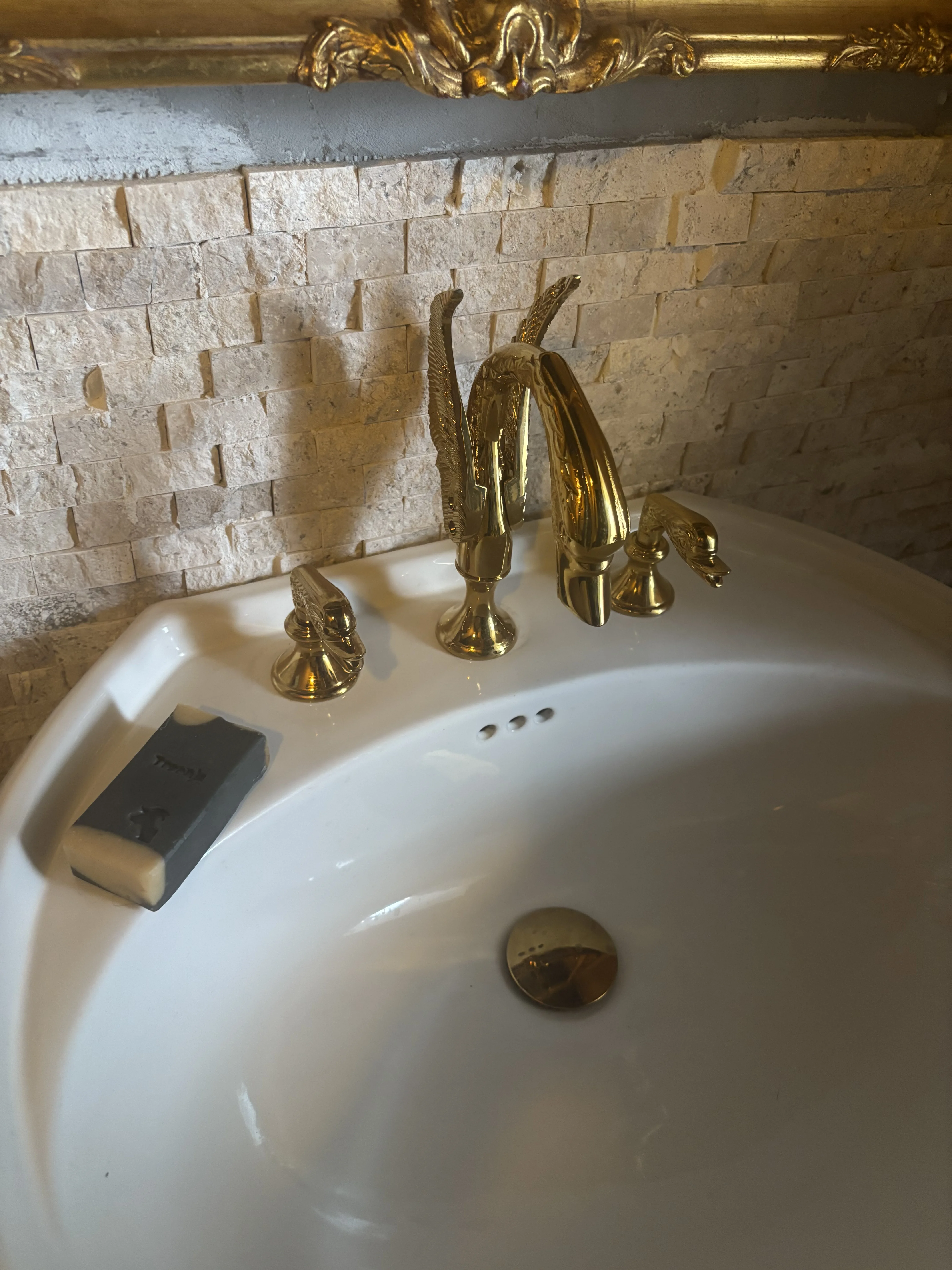 Swan Basin Faucet Deck Mount Dual Handle Hot Cold Brass Mixer Sink Tap
