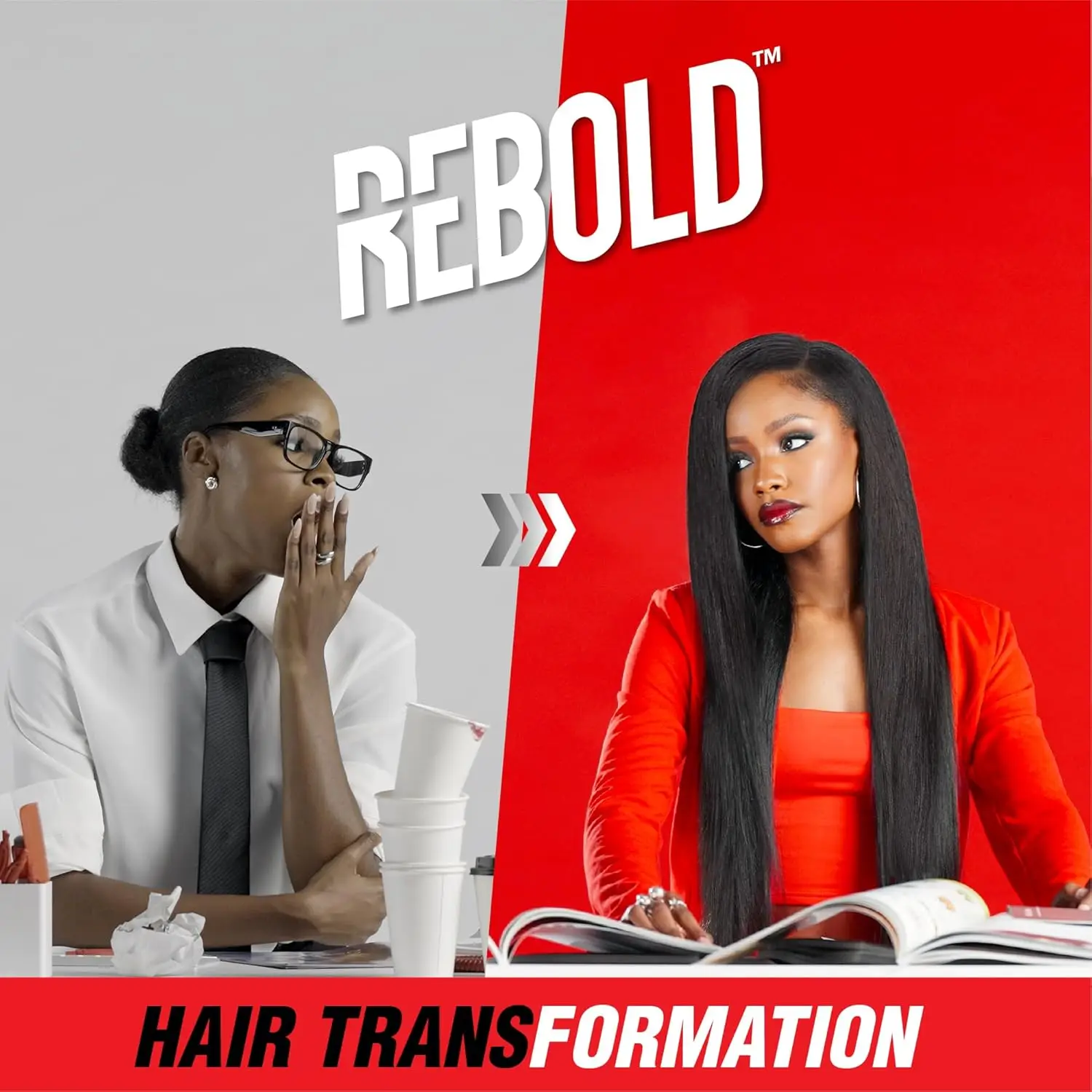 Sensationnel Rebold Human Hair Weave Yaki (10"-18")  -Sleek Yaki, Smooth, Quick Weave