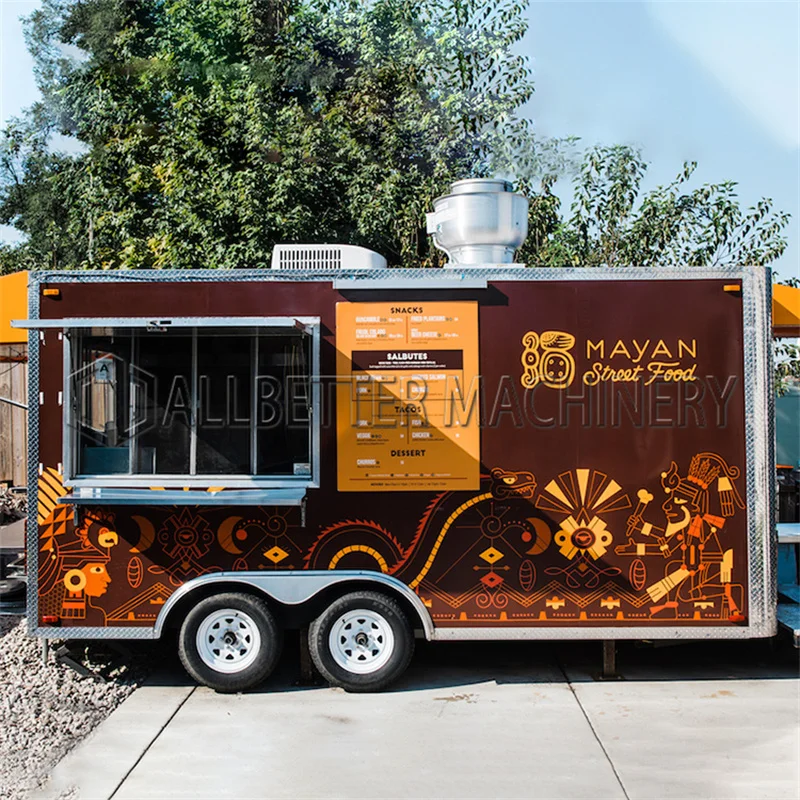 

Allbetter Мобильный прицеп для еды Уличная кухня Ресторан Грузовик для мороженого Хот-дог Туко Ван Вилка для сока Торговая тележка Кейтеринг Ван