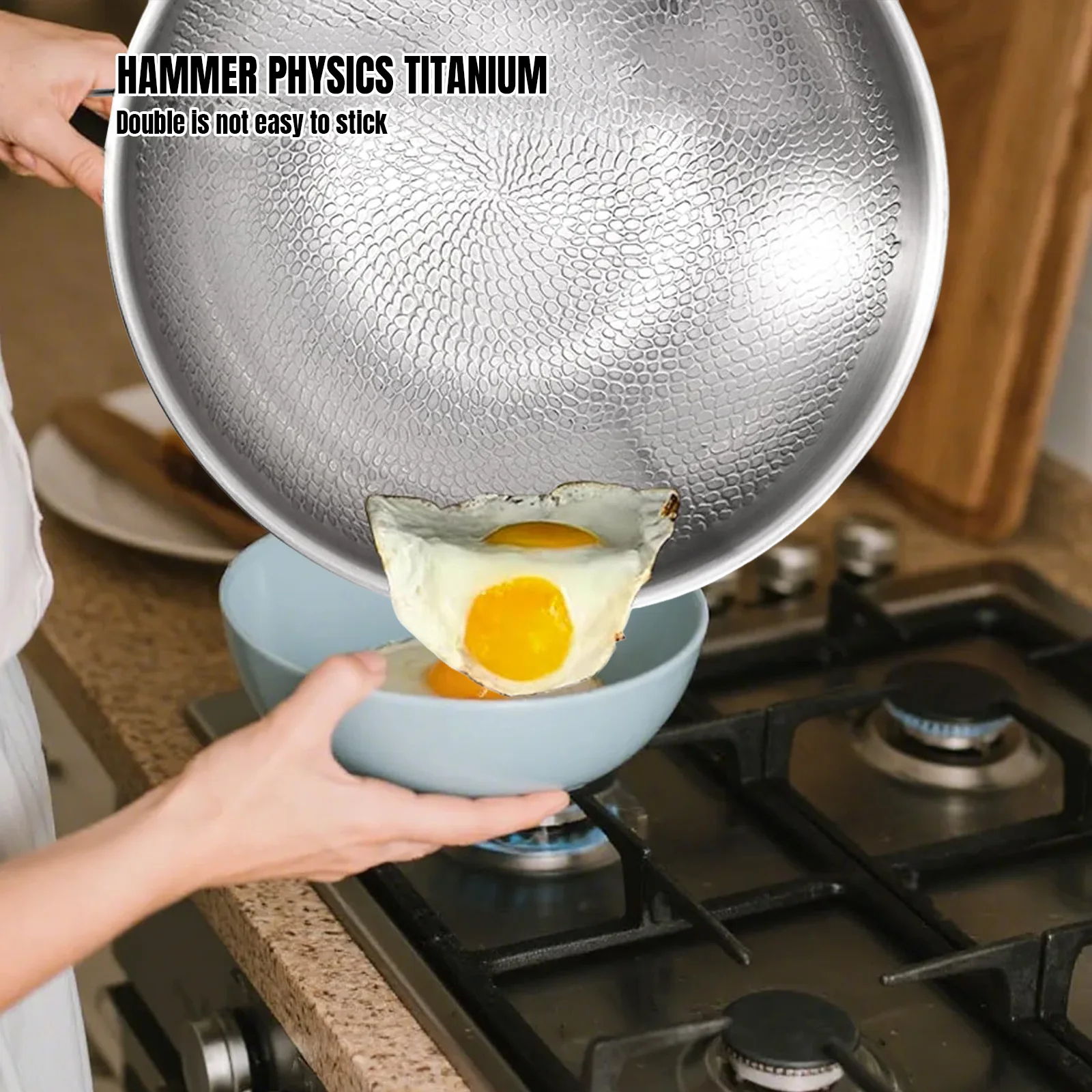 GECOFEER 30/26 سنتيمتر مقلاة غير مطلية نمط التيتانيوم النقي غير عصا عموم المنزلية ستيك مقلاة تجهيزات المطابخ المطبخ