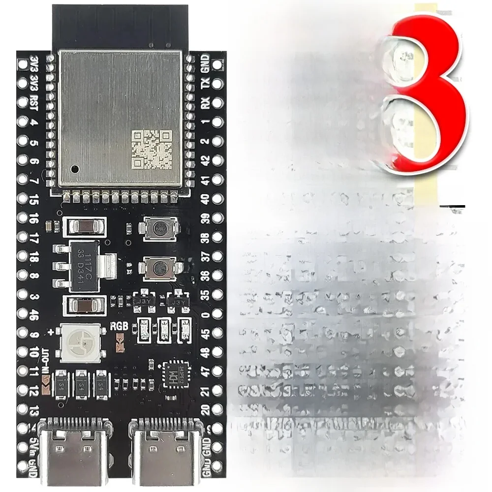Płytka rozwojowa modułu ESP32-S3 Wifi BT dla Arduino IDE ESP32-S3-WROOM1 N16R8 N8R2 44Pin Type-C 16MB Flash 8M PSRAM ESP32 S3 — zdjęcie 2
