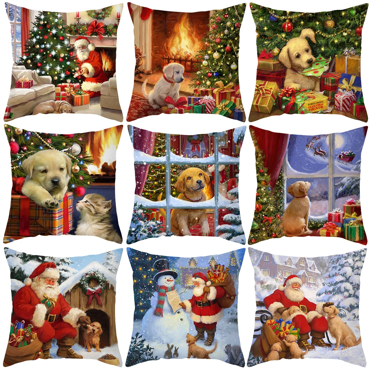 Christmas Cushion Cover Merry Christmas Decorations For Home Santa Claus Pillowcase Ornament Navidad 2025 Happy New Year Gift