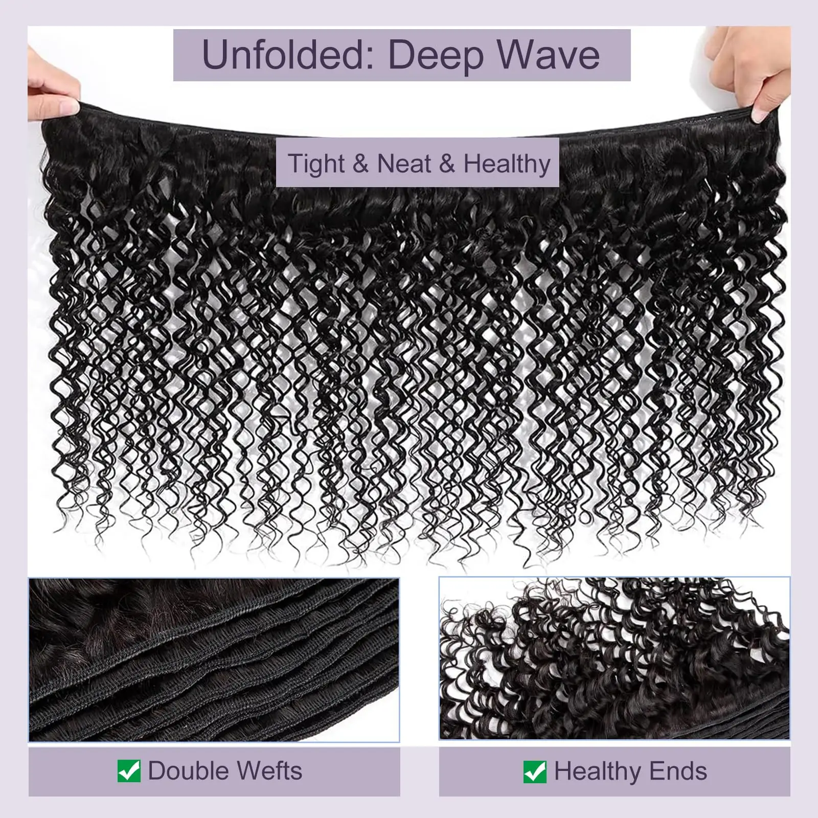 Deep Wave 1 3 Bundles 100% Human Hair Bundles Deep Wave Human Hair Bundle Human Hair Extensions Natural Black For Women