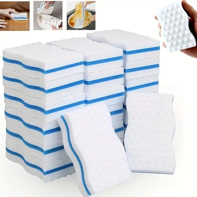 10 Pack Magic Sponge Eraser Melamine Cleaning Sponges Scrubber Foam Cleaning Pads - Bathtub,Baseboard, Bathroom,Wall Cleaner