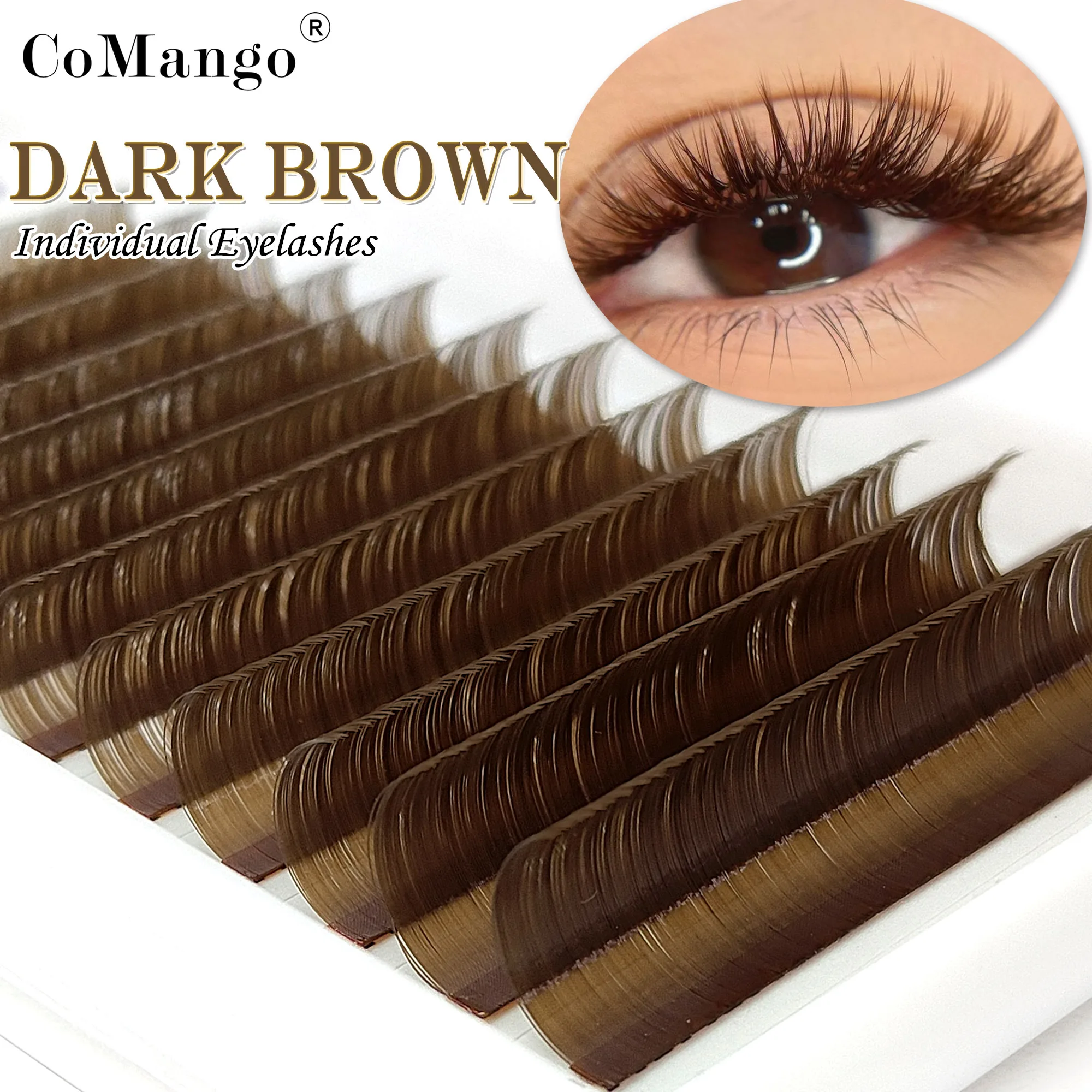 CoMango Maillard Brown Eyelashes Extension C/D Curl Lash Matte Dark Brown Color Super Soft Gentle Natural Fans Beauty Eyelash