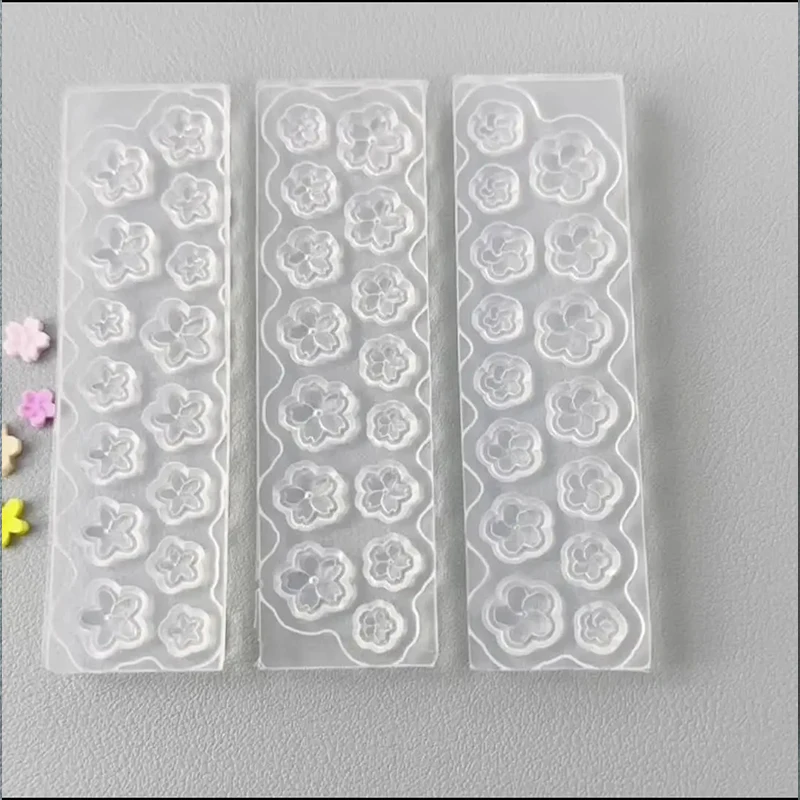 3Pcs Flowers Silicone Nail Template Cherry Blossom,Peach Blossom,Plum Blossom Mold 8.4*2.5cm Reusable Mould Stamping Plate Tool*