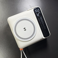15000mAh Power Bank with Type-C & Lightning Cables Wireless Charging USB-A & USB-C Output 22.5W PD Fast Charge Find My Tracking