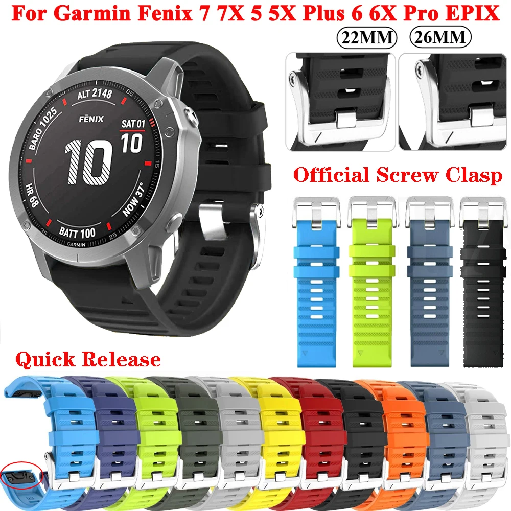 

22 26mm Quickfit Watchband Strap For Garmin Fenix 6X 7X 5X 3HR Silicone Easyfit Wrist Strap For Fenix 8 6 7 5 945 955 EPIX Watch