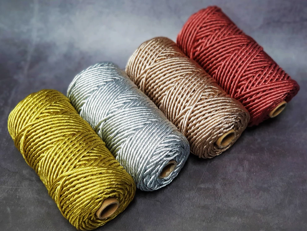 Glossy 4.0MM Metallic Single Stranded Cord Gold Twist Macrame Rope 90yards Full Roll Wall hanging Decoration