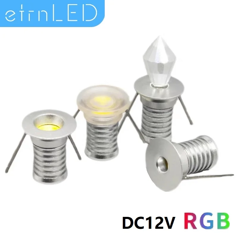 etrnLED RGB Led Spotlights 12V Dimmable Ceiling Lamp Mini Spot Recessed Indoor Home Cabinet Counter DIY Small Star Light Bulb 1W