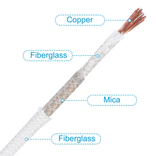 Imagen 2 del producto Cable electrónico de fibra de vidrio de Mica de alta temperatura, Cable Flexible resistente al calor, aislado, 11,5-32,8 pies, 9-17 AWG