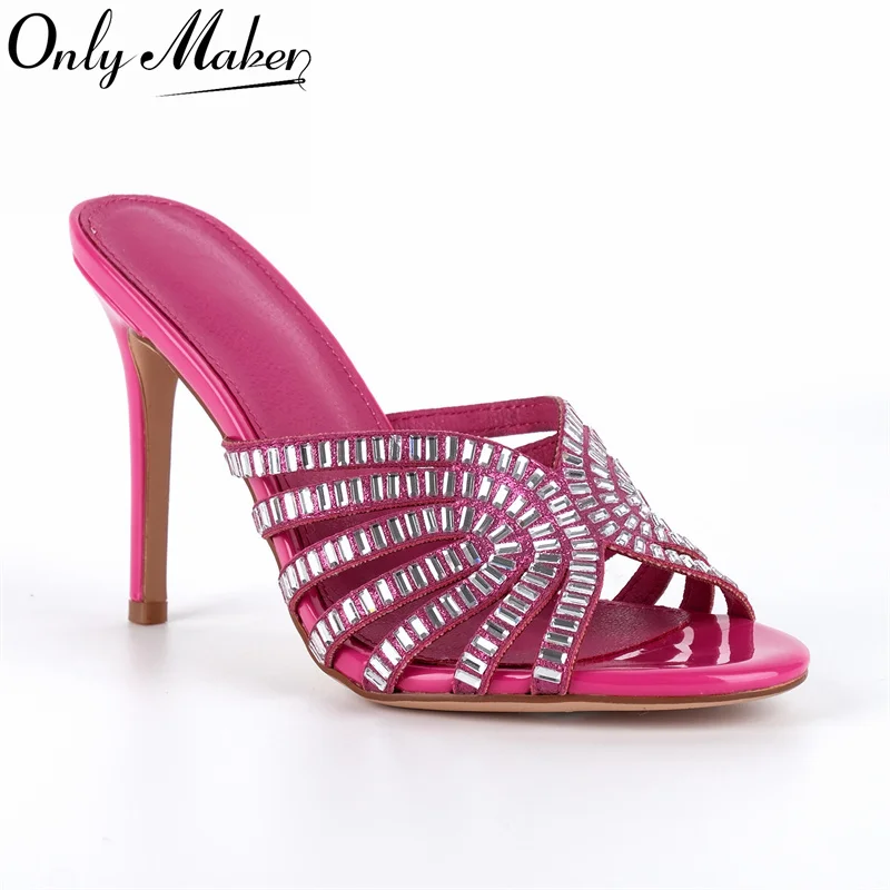 

Onlymaker/женские туфли-лодочки без шнуровки на шпильке со стразами и открытым носком, босоножки без шнуровки на тонком каблуке 10 см