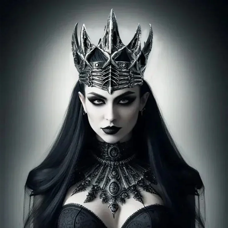 Halloweenowa korona wrony królewna śnieżka i myśliwska sukienka na imprezę Cosplay akcesoria nakrycia głowy rekwizyty książę Cosplay opaska na głowę korona — zdjęcie 2
