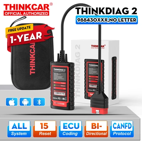 THINKCAR ThinkDiag 2 Полная система протокол Canfd 15 Служба сброса 1 год Бесплатный диагностический инструмент OBD2 Двунаправленное кодирование ECU