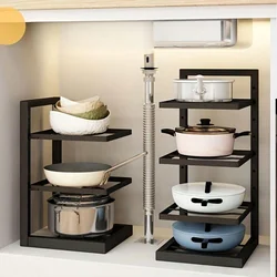 1pc Kitchen Pot Storage Storage Rack,Kitchen Stainless Steel Pot Storage,Multi-Layer Household Cabinet Rack, Kitchen Supplies