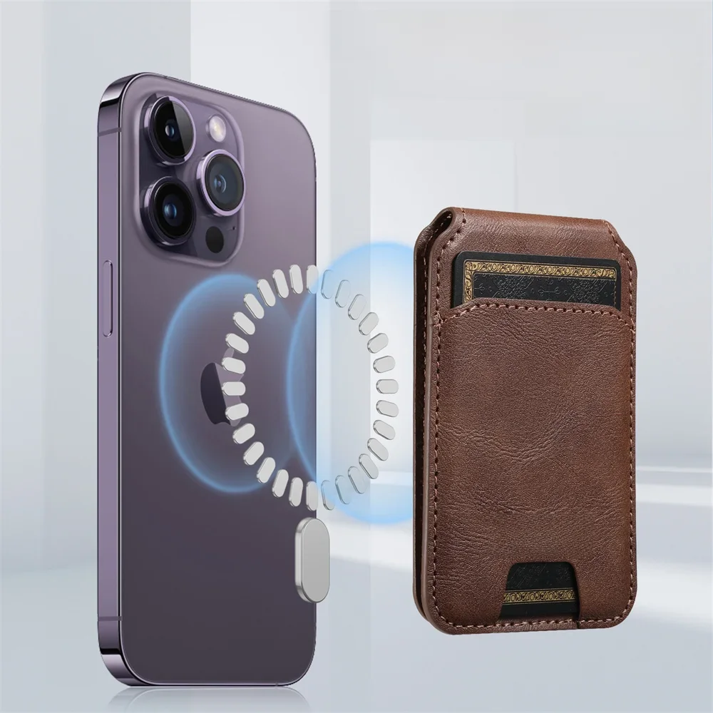 Luksusowy skórzany portfel z magnetycznym uchwytem na karty do iPhone 17 16 15 14 13 12 11 lub Samsung S25 S24 S23 S22 Ultra Phone — zdjęcie produktu 7