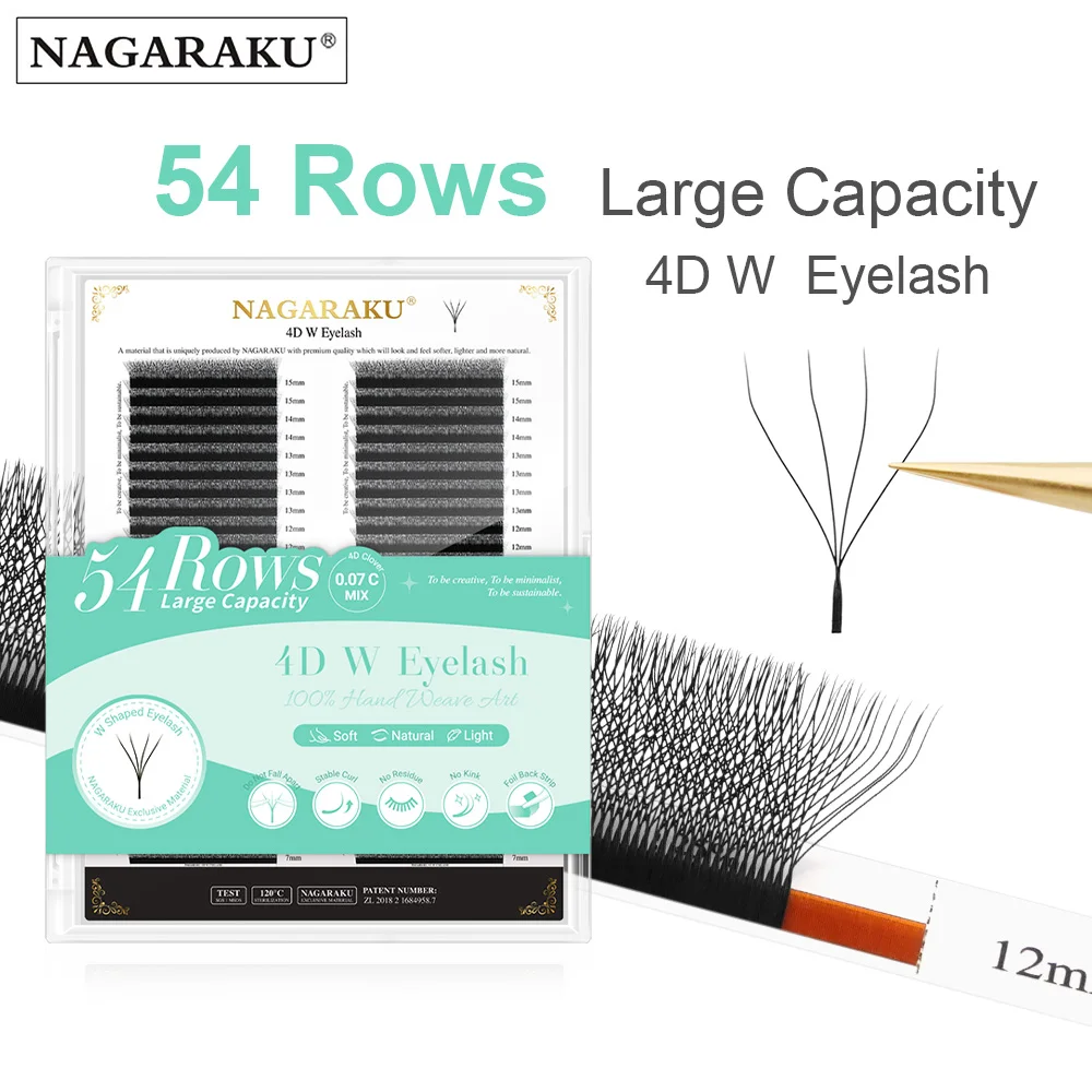 NAGARAKU 8640 Fächer 3D/4D/5D W-Form 54 Reihen Natürliche Weiche Leichte Handgewebte Fächer Automatische Blumen-Wimpernverlängerungen – Detail 10