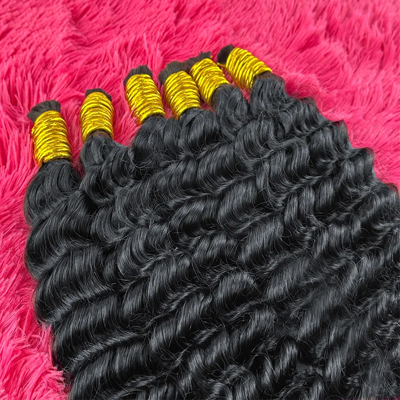 

100% настоящие натуральные человеческие волосы, 28-дюймовые глубокие волны, объемные человеческие волосы для косичек в стиле бохо, без утка, девственные вьющиеся волосы Exte