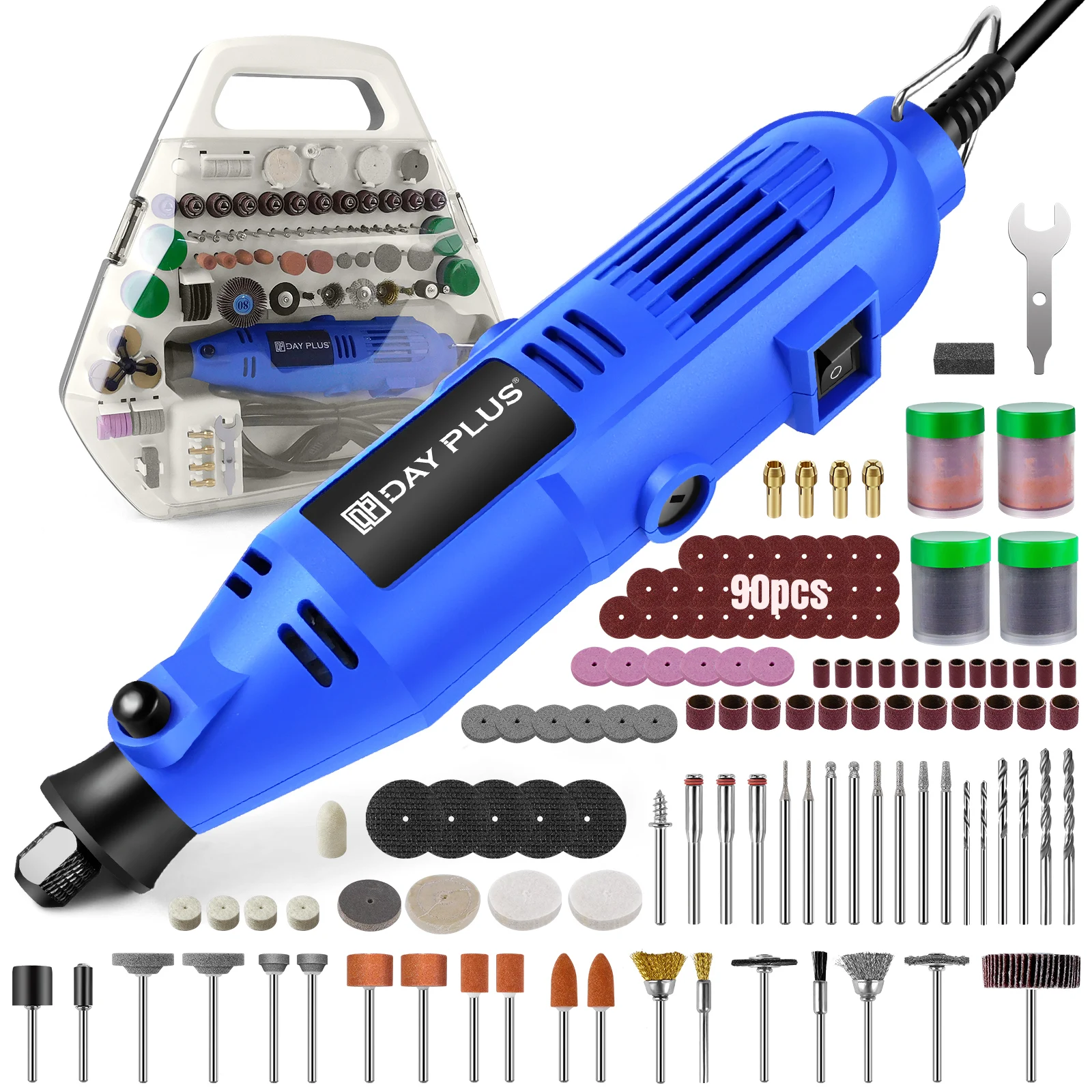 Kit di utensili rotanti, 252 accessori con regolazione a 6 velocità, trapano elettrico e smerigliatrice per intaglio, levigatura, taglio e lucidatura, per lavori in legno, metallo, giada, vetro e