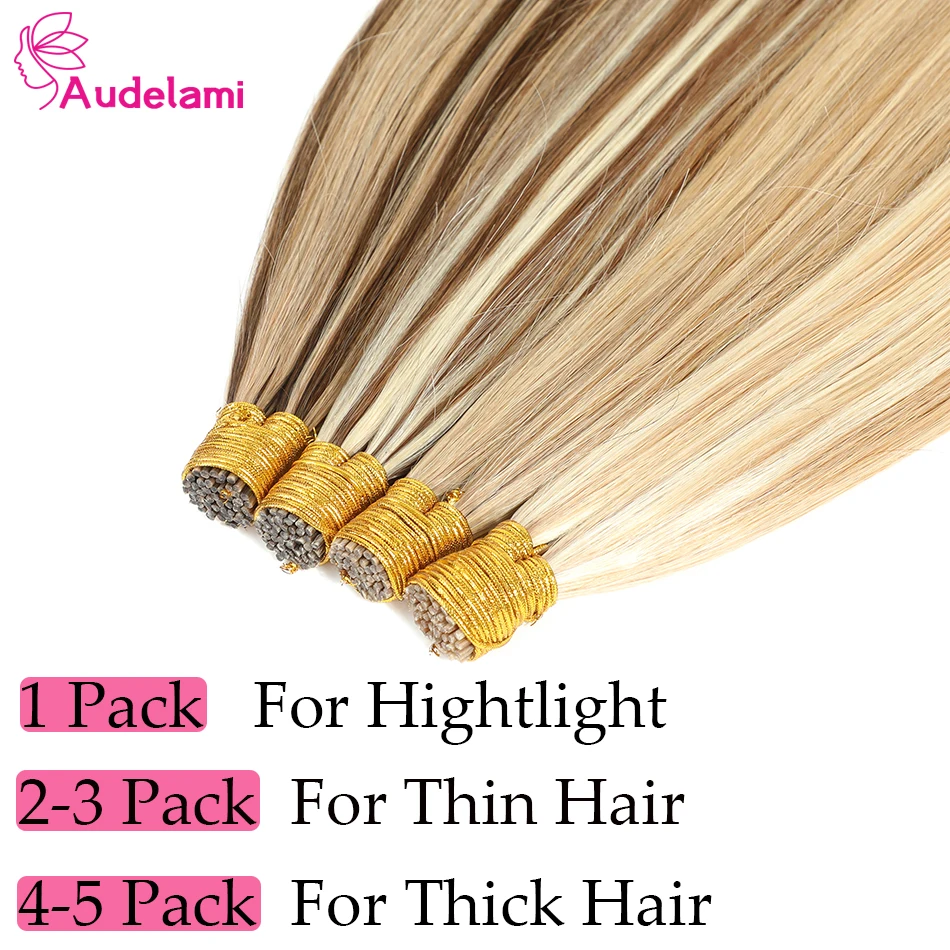 Audelami-Extensions de Cheveux Lisses pour Femme, 100% Vrais Cheveux Humains, poumons, KerBrian ktHair, Remy, 12-26 Pouces