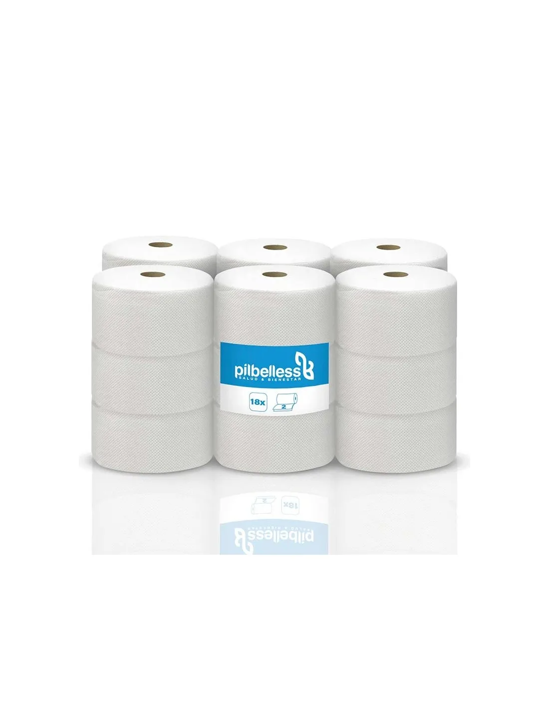 Papel higiénico industrial | Pack de 18 unidades | Biodegradable, desechable, 95 metros/rollo, 16,5 gr/m