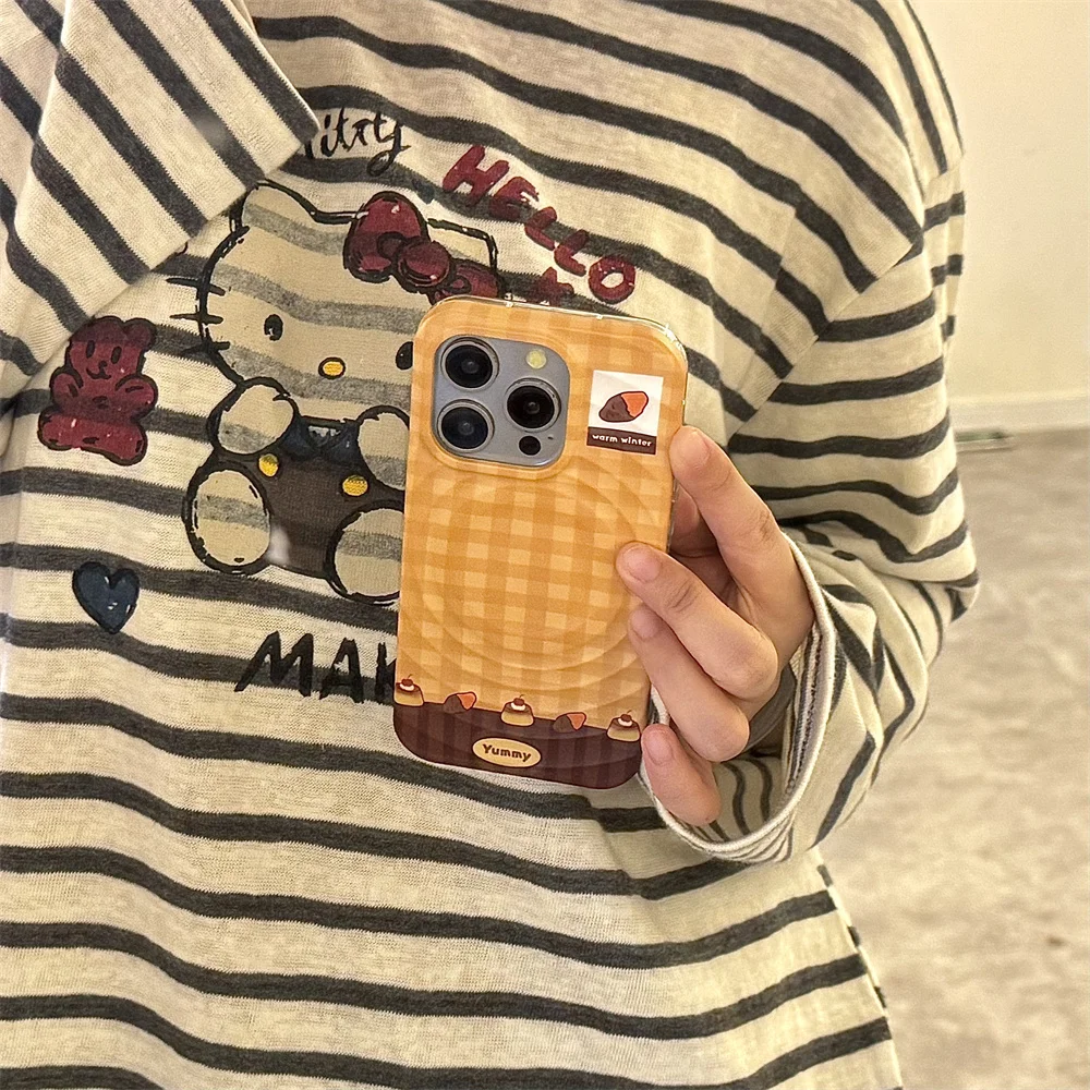 حافظة حماية جديدة من البطاطس الحلوة المشوية مع دعامة مغناطيسية، مناسبة لهاتف iPhone 17/13/14/15/16 Pr