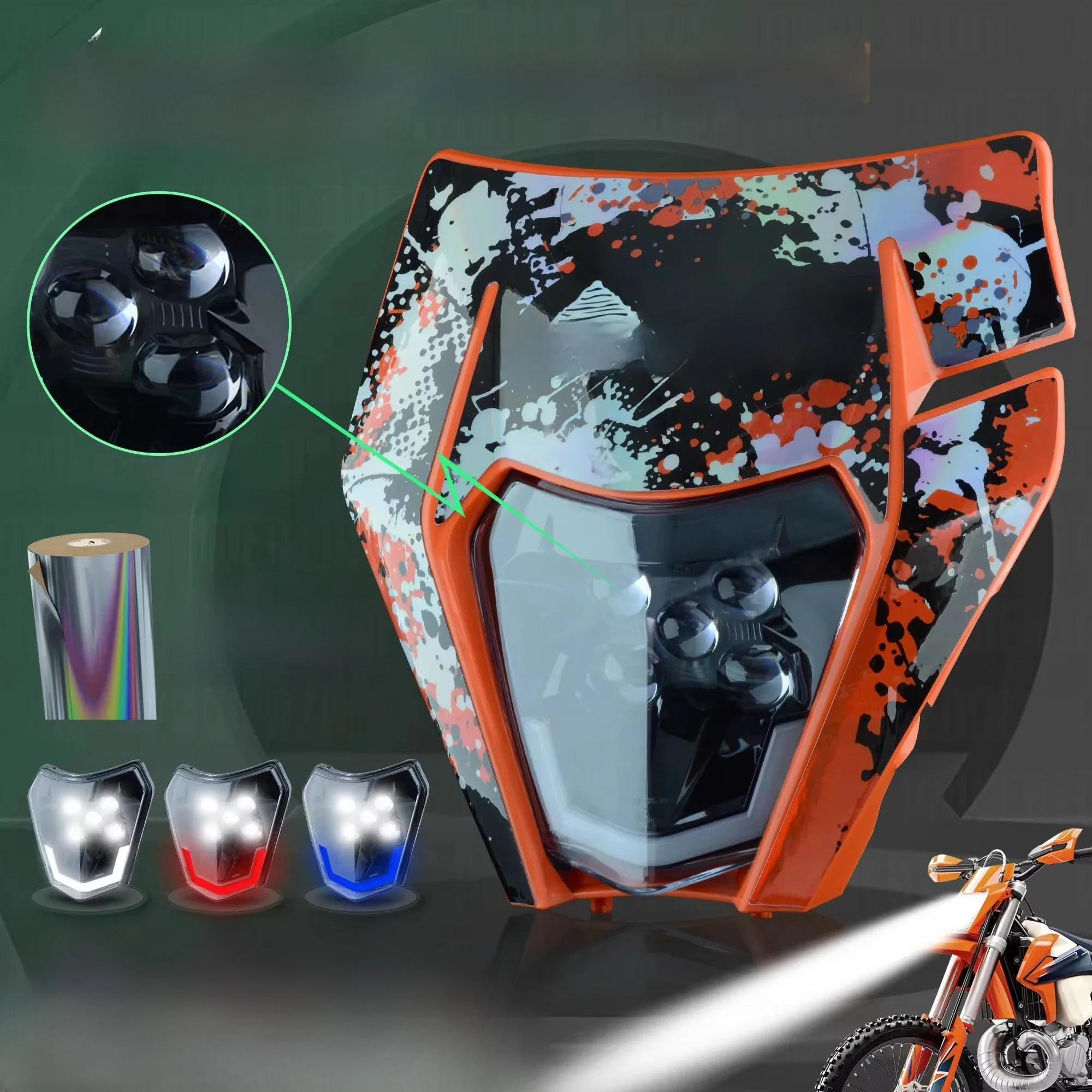 PowerZone moto phare phare Supermoto carénage pour KTM EXC SXF MX Dirt Bike Enduro phare