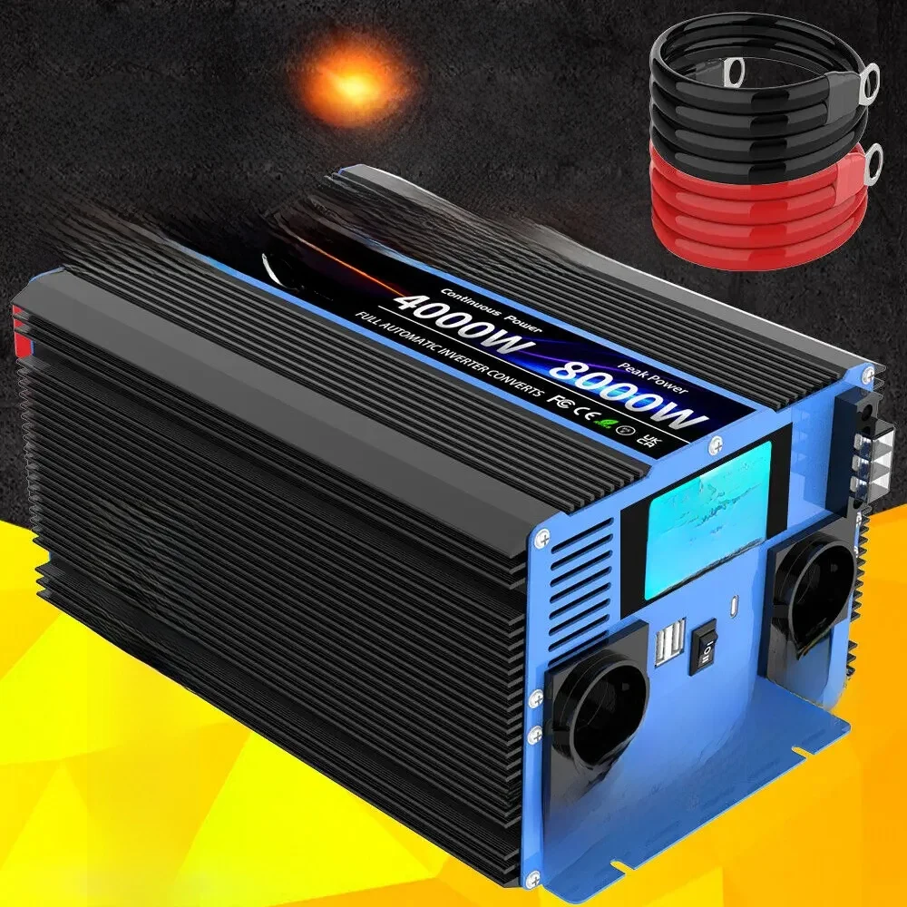 Omvormer Zuivere Sinus DC 12 V/24 V Naar AC 230 V Transformator Converter Omvormers Zonne-omvormers Met LCD Display, USB, Afstandsbediening - afbeelding 2